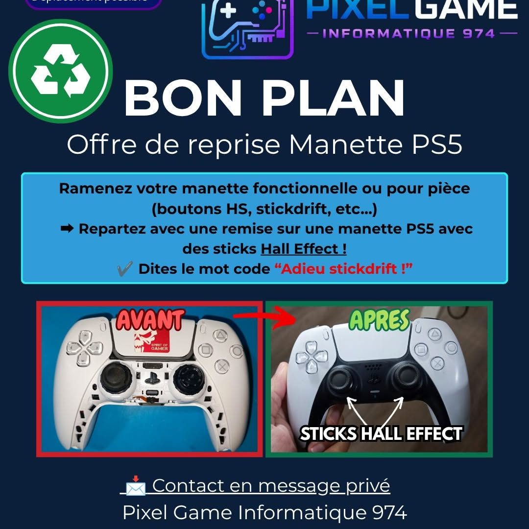 Offre de reprise manette PS5 : avant et après, sticks Hall Effect