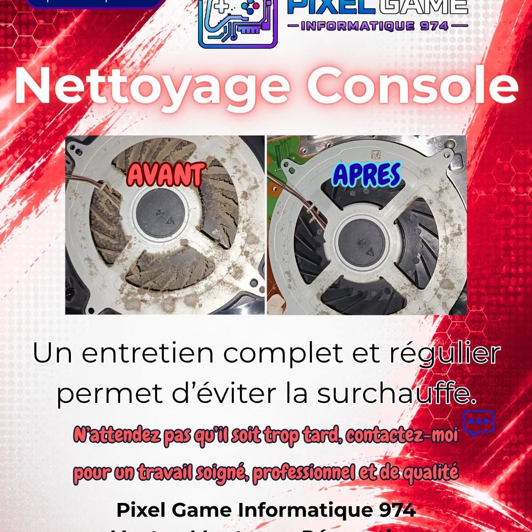 Ventilateur de console avant et après nettoyage